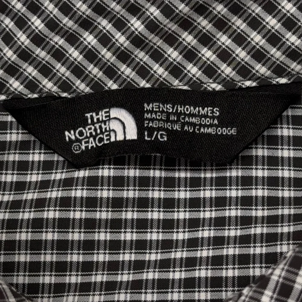 The North Face Mens Large Short Sleeve Button Down‎ Gingham Shirt Black White L